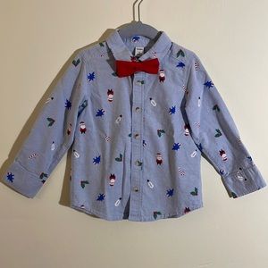 Holiday Christmas Long Sleeve Button down Boys 3T shirt